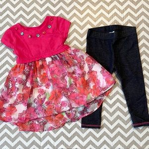 Toddler Girls Pink Butterfly Dress Set 2T